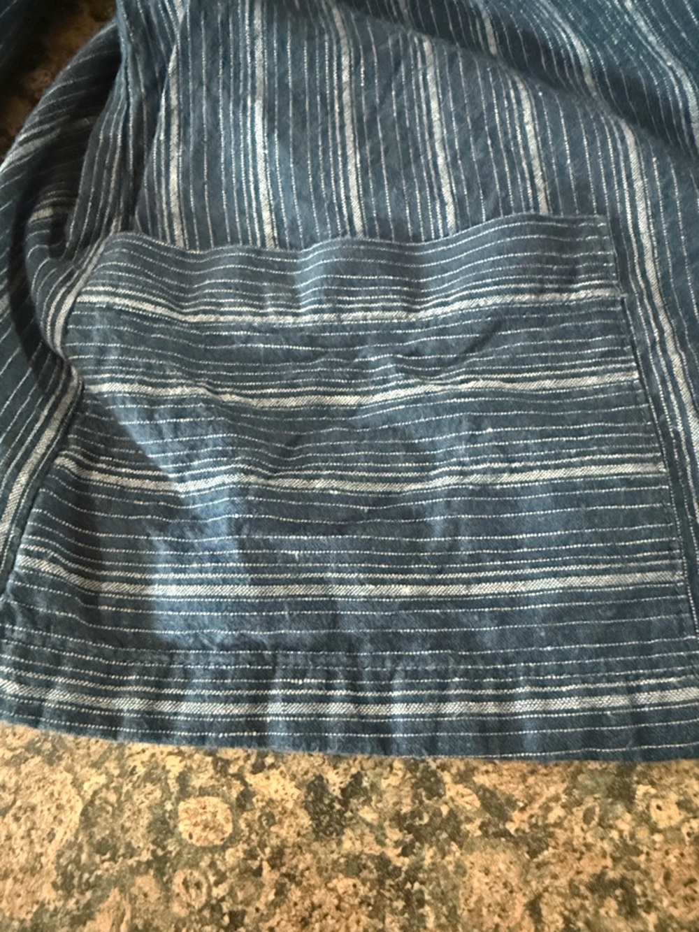 Eileen Fisher Hemp/Organic Cotton Navy Blue Pinstripe Top Lagenlook Womens Large - Picture 5 of 6